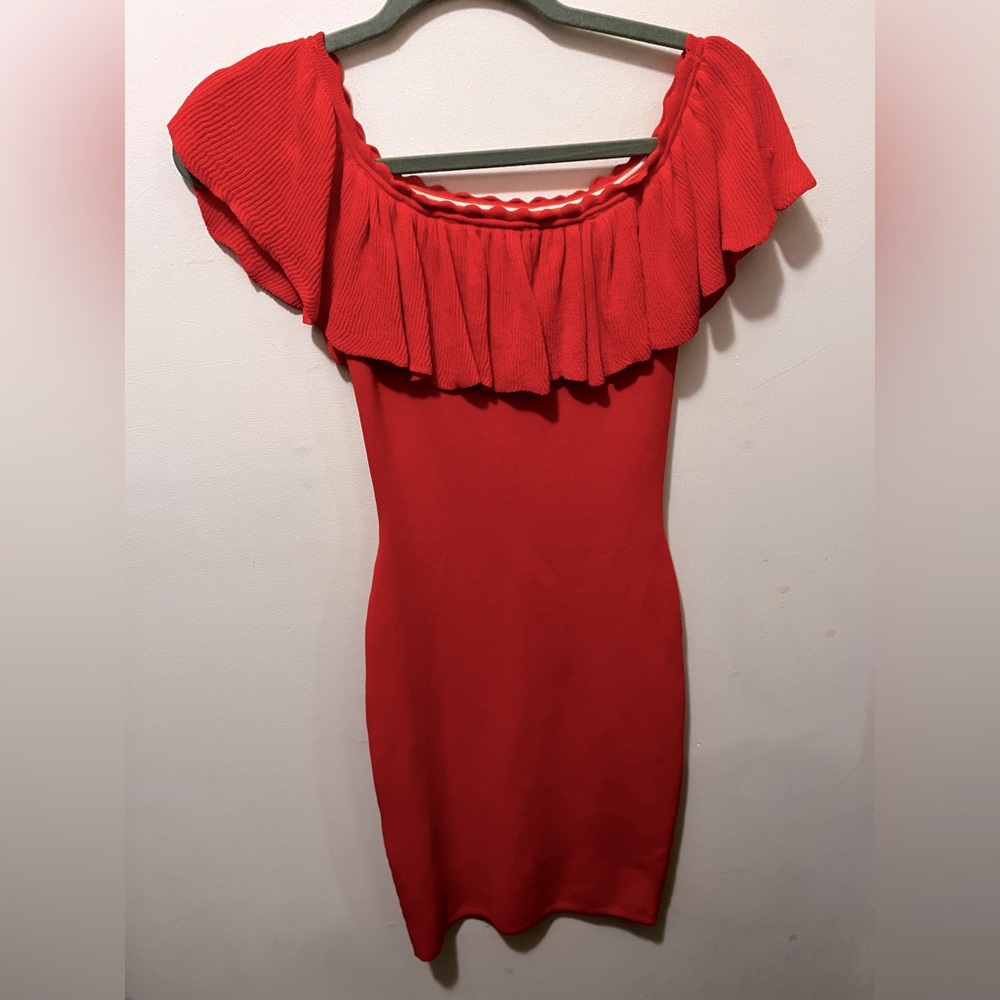 By The Way off the shoulder ruffle dress red sz XS